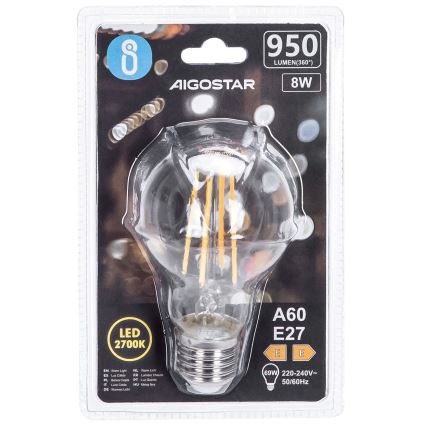 LED Lamp FILAMENT A60 E27/8W/230V 2700K - Aigostar