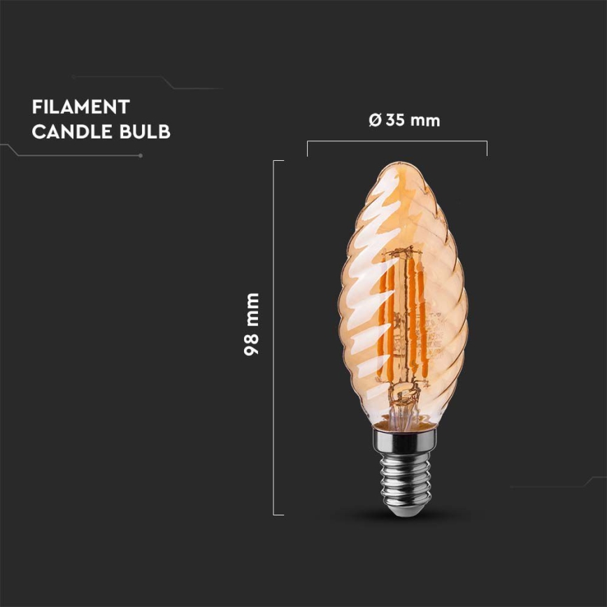 LED Lamp FILAMENT AMBER E14/4W/230V 2200K