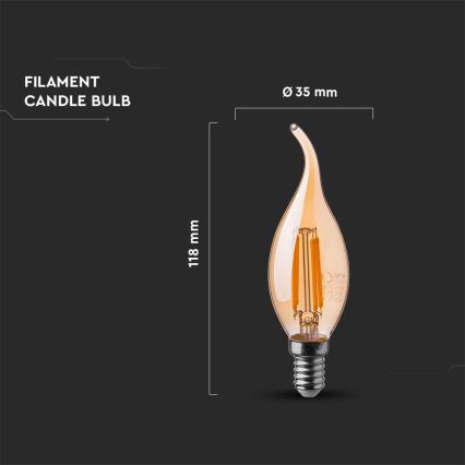 LED Lamp FILAMENT AMBER E14/4W/230V 2200K