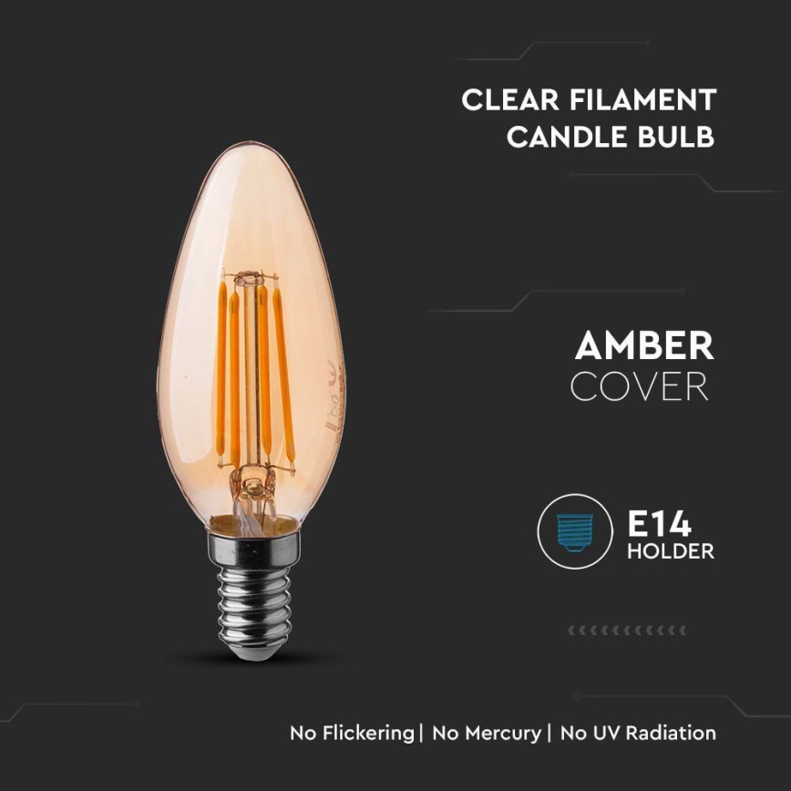 LED Lamp FILAMENT AMBER E14/4W/230V 2200K
