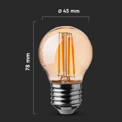 LED Lamp FILAMENT AMBER G45 E27/4W/230V 2200K