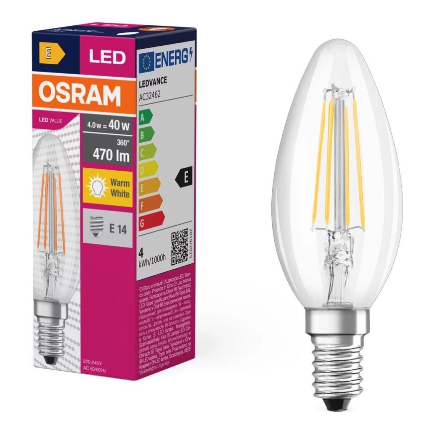 LED Lamp FILAMENT B40 E14/4W/230V 2700K - Osram