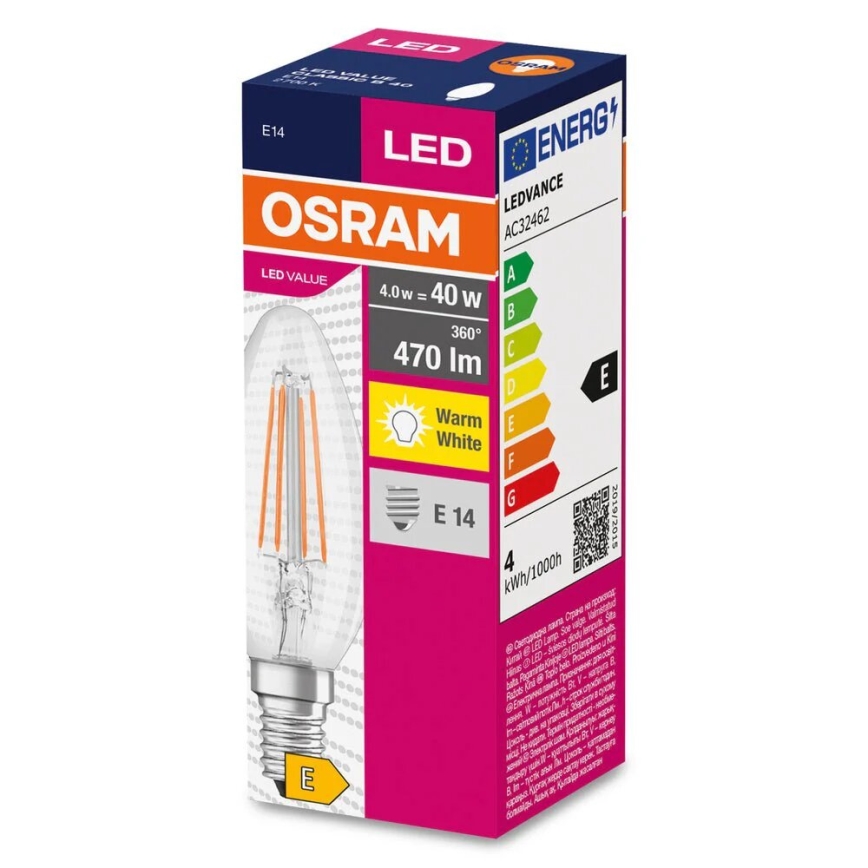 LED Lamp FILAMENT B40 E14/4W/230V 2700K - Osram