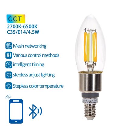 LED Lamp FILAMENT C35 E14/4,5W/230V 2700-6500K - Aigostar