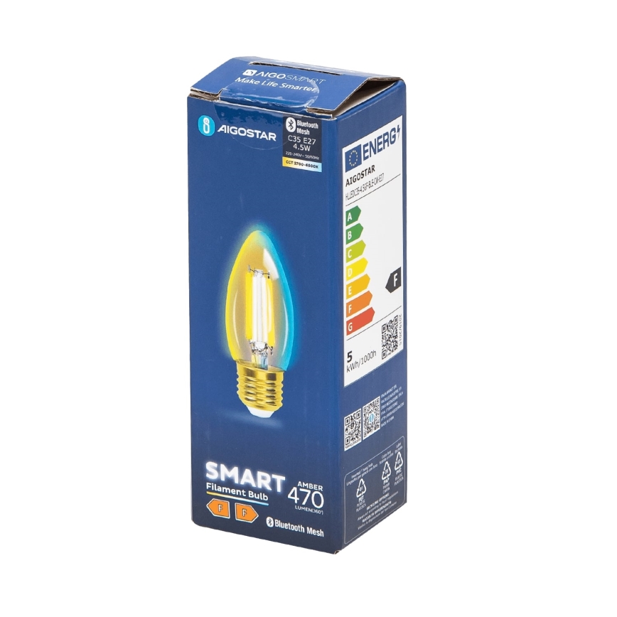 Dimbare LED Lamp FILAMENT MESH Smart C35 E27/4,5W/230V 2700-6500K - Aigostar