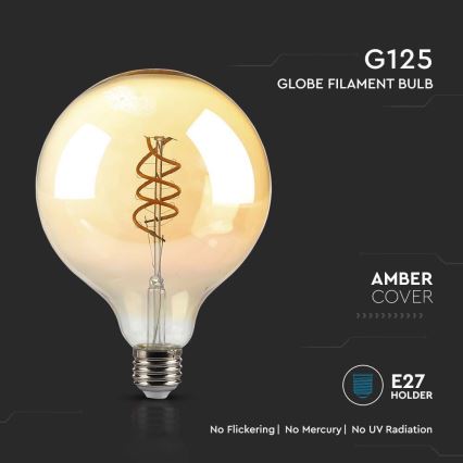 LED Lamp FILAMENT G125 E27/6W/230V 1800K
