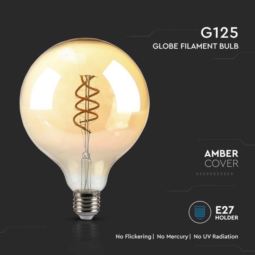 LED Lamp FILAMENT G125 E27/6W/230V 1800K