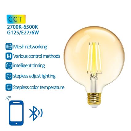 LED Lamp FILAMENT G125 E27/6W/230V 2700-6500K - Aigostar