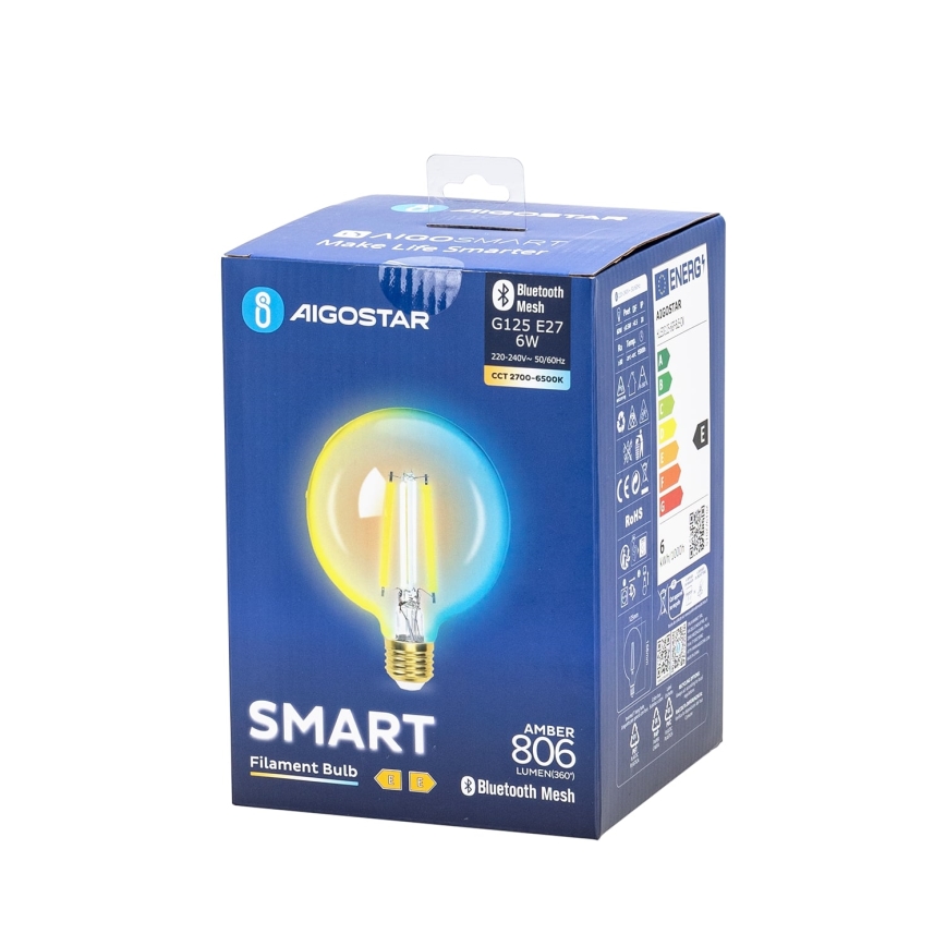 Dimbare LED Lamp FILAMENT MESH Smart G125 E27/6W/230V 2700-6500K - Aigostar