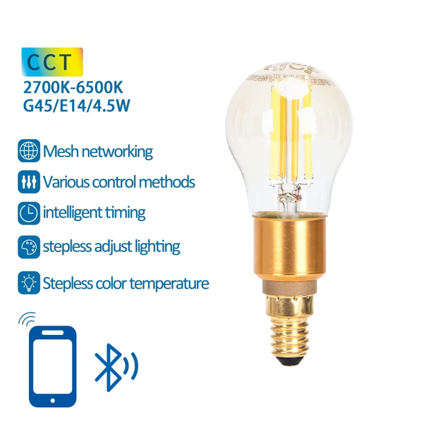 Dimbare LED Lamp FILAMENT MESH Smart G45 E14/4,5W/230V 2700-6500K - Aigostar