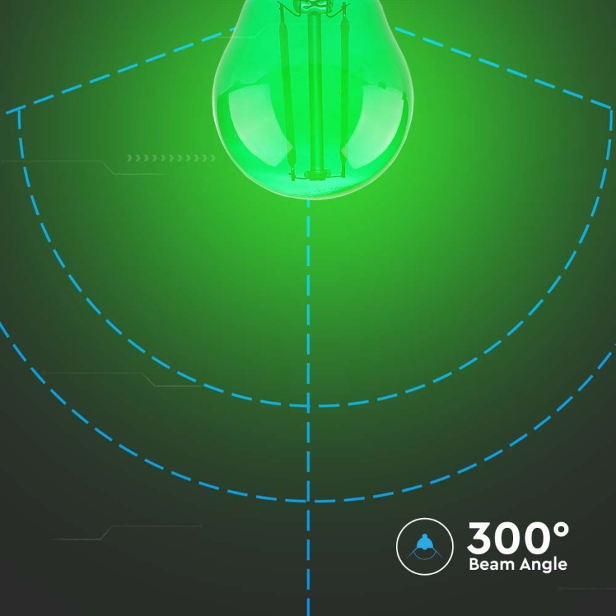 LED Lamp FILAMENT G45 E27/2W/230V groen