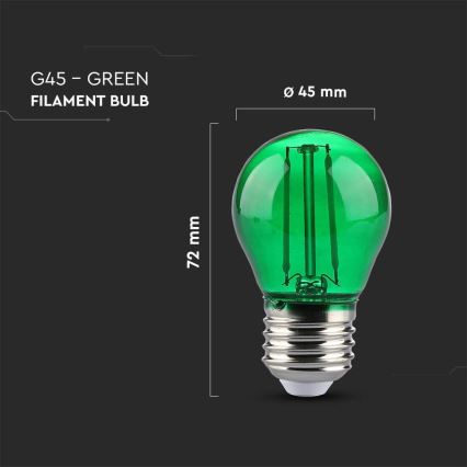 LED Lamp FILAMENT G45 E27/2W/230V groen