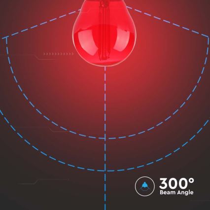 LED Lamp FILAMENT G45 E27/2W/230V rood