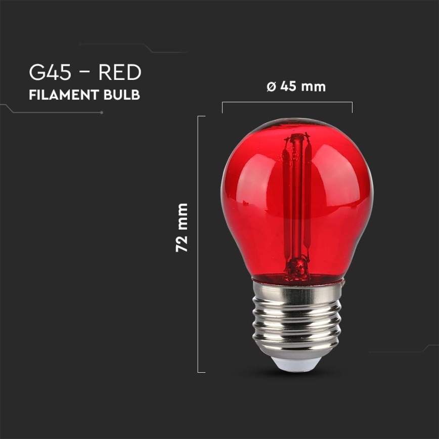 LED Lamp FILAMENT G45 E27/2W/230V rood