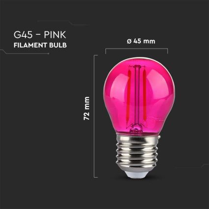 LED Lamp FILAMENT G45 E27/2W/230V roze