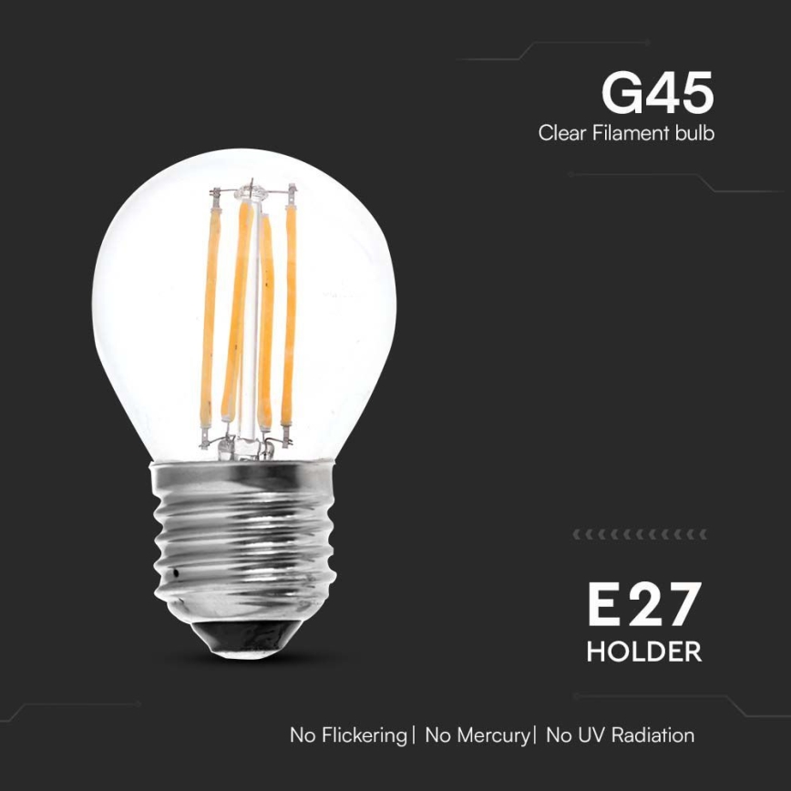 LED Lamp FILAMENT G45 E27/6W/230V 3000K