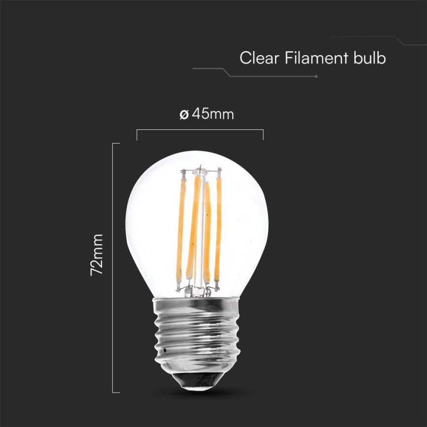LED Lamp FILAMENT G45 E27/6W/230V 3000K