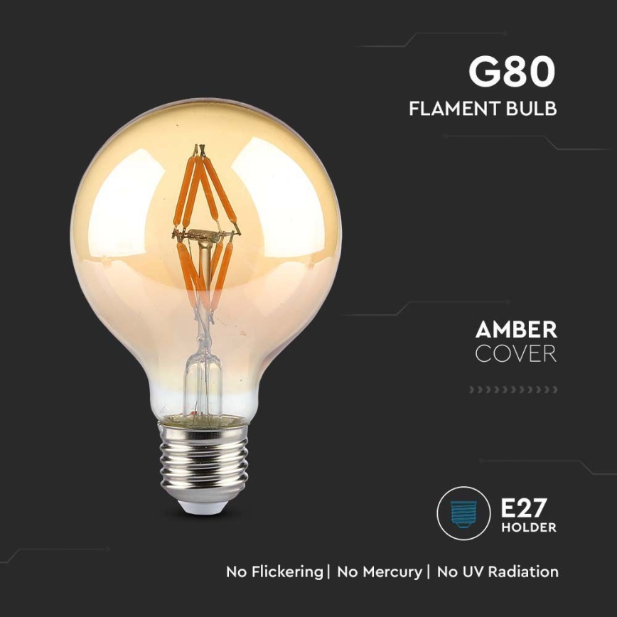 LED Lamp FILAMENT G80 E27/4W/230V 2200K