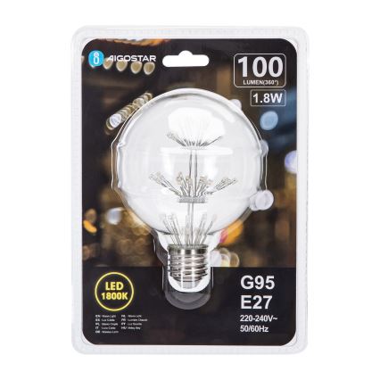 LED Lamp FILAMENT G95 E27/1,8W/230V 1800K - Aigostar