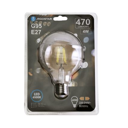 LED Lamp FILAMENT G95 E27/4W/230V 6500K - Aigostar