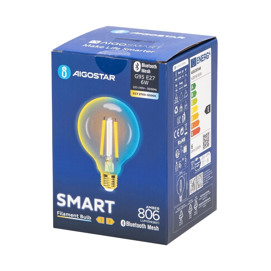 Dimbare LED Lamp FILAMENT MESH Smart G95 E27/6W/230V 2700-6500K - Aigostar