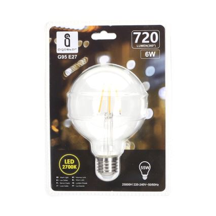 LED Lamp FILAMENT G95 E27/6W/230V 2700K - Aigostar