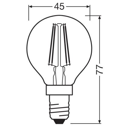LED Lamp FILAMENT P40 E14/4W/230V 2700K - Osram