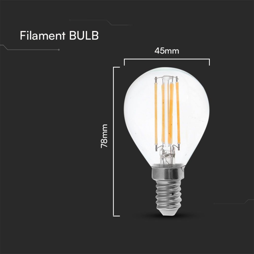 LED Lamp FILAMENT P45 E14/6W/230V 4000K