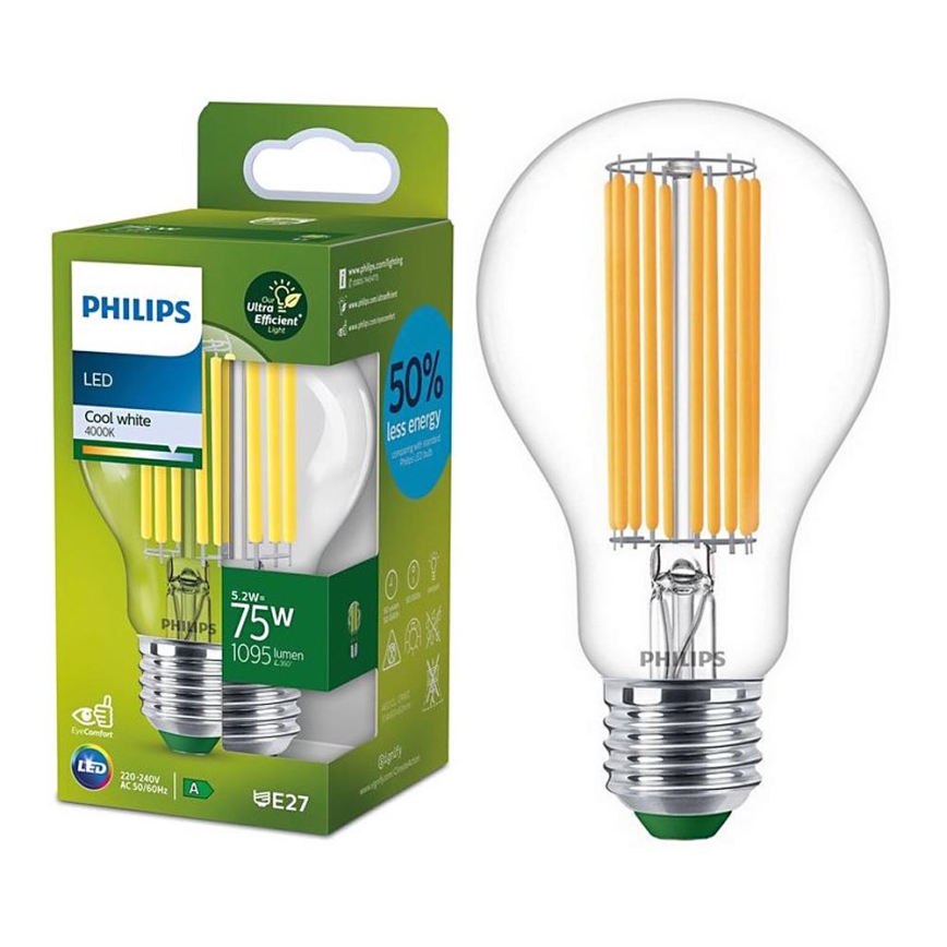 LED Lamp FILAMENT Philips A70 E27/5,2W/230V 4000K