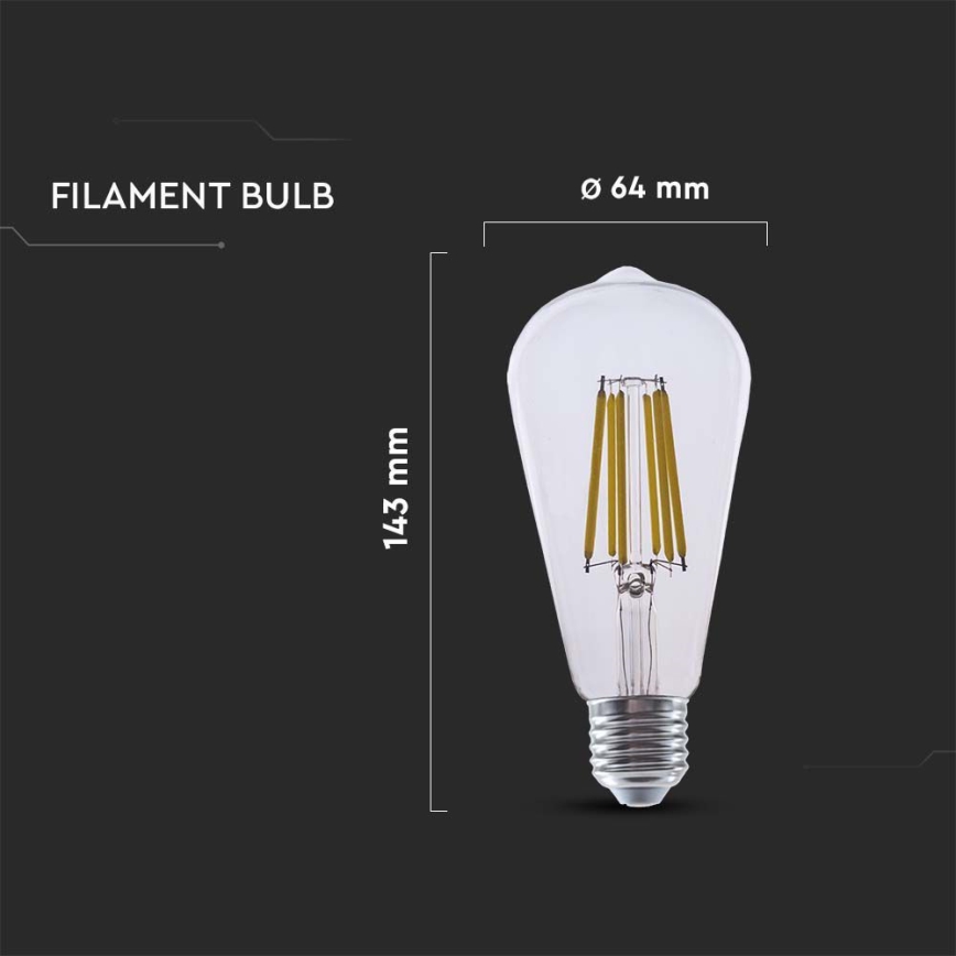 LED Lamp FILAMENT ST64 E27/4W/230V 3000K