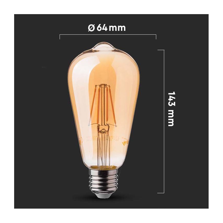 LED Lamp FILAMENT ST64 E27/6W/230V 2200K
