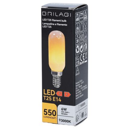 LED-lamp FILAMENT T25 E14/6W/230V 3000K - BRILAGI