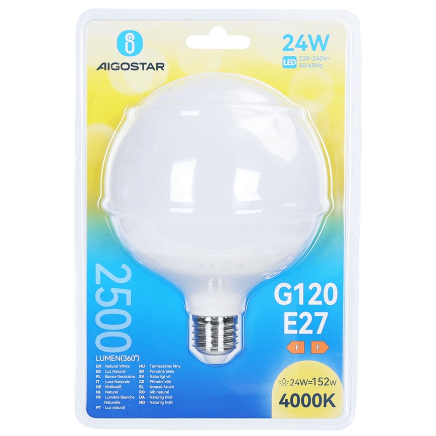 LED-lamp G120 E27/24W/230V 4000K - Aigostar
