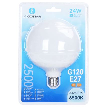 LED-lamp G120 E27/24W/230V 6500K - Aigostar