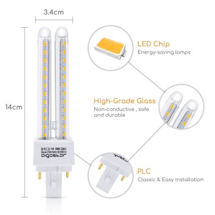 LED Lamp G24D-3/11W/230V 3000K - Aigostar