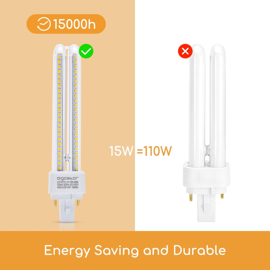 LED Lamp G24D-3/15W/230V 4000K - Aigostar
