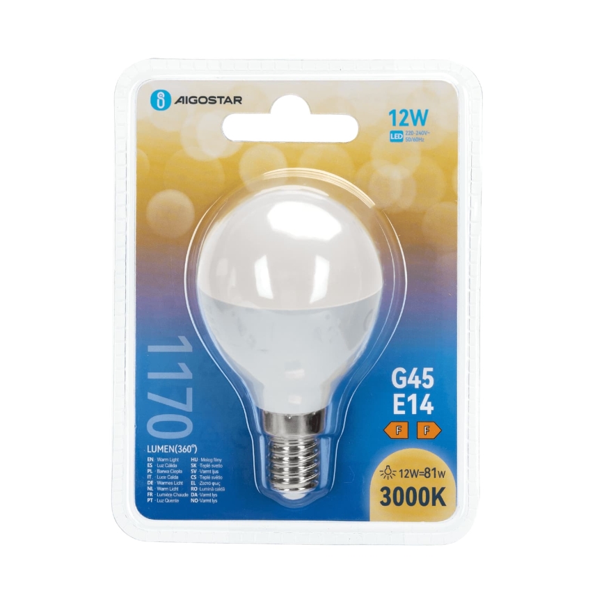 LED-lamp G45 E14/12W/230V 3000K - Aigostar