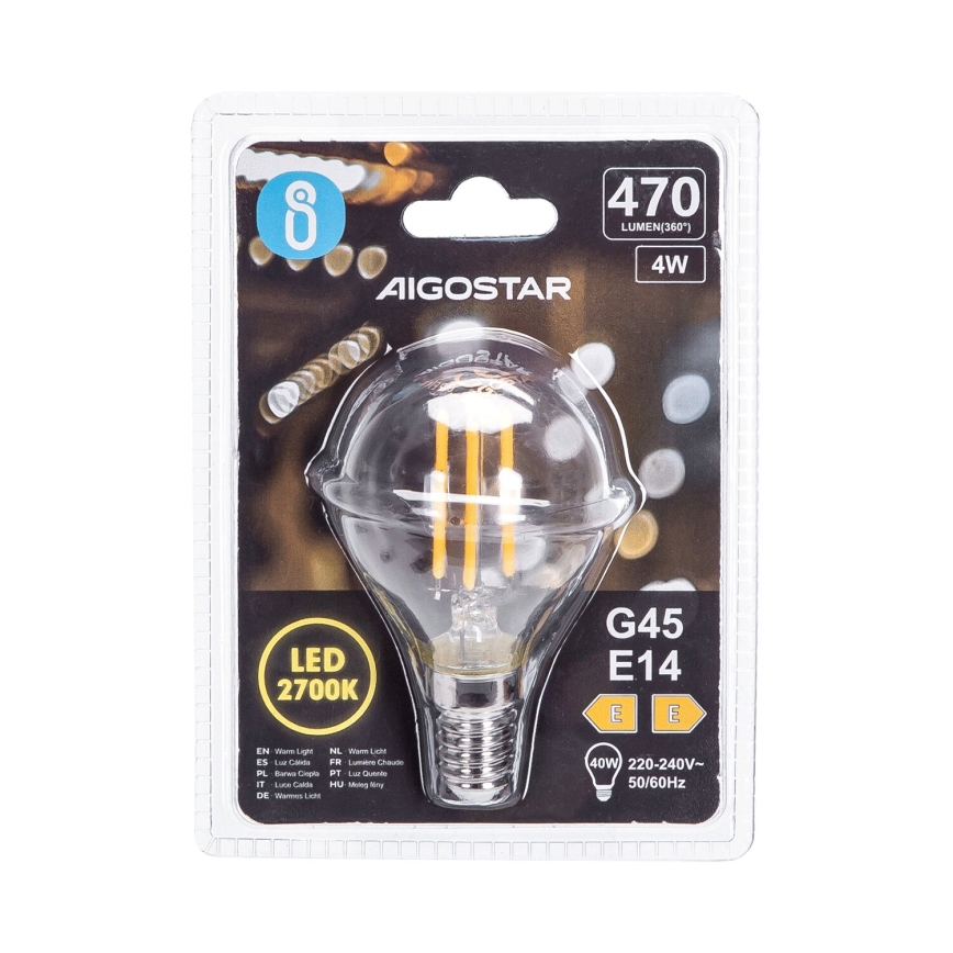 LED Lamp G45 E14/4W/230V 2700K - Aigostar