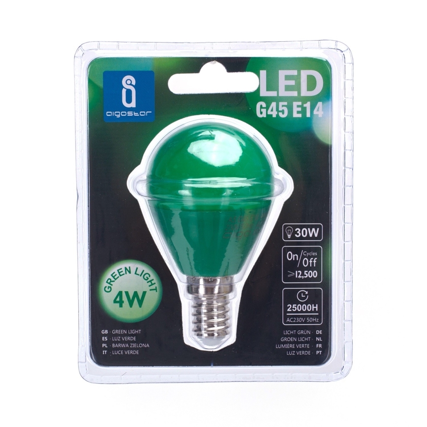 LED Lamp G45 E14/4W/230V groen - Aigostar