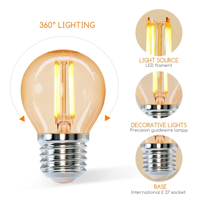 LED lamp G45 E27/4W/230V 2200K - Aigostar