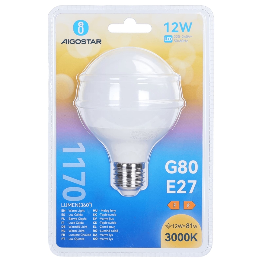 LED-lamp G80 E27/12W/230V 3000K - Aigostar