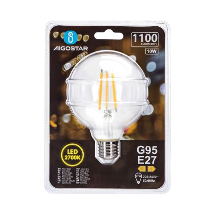 LED Lamp G95 E27/10W/230V 2700K - Aigostar