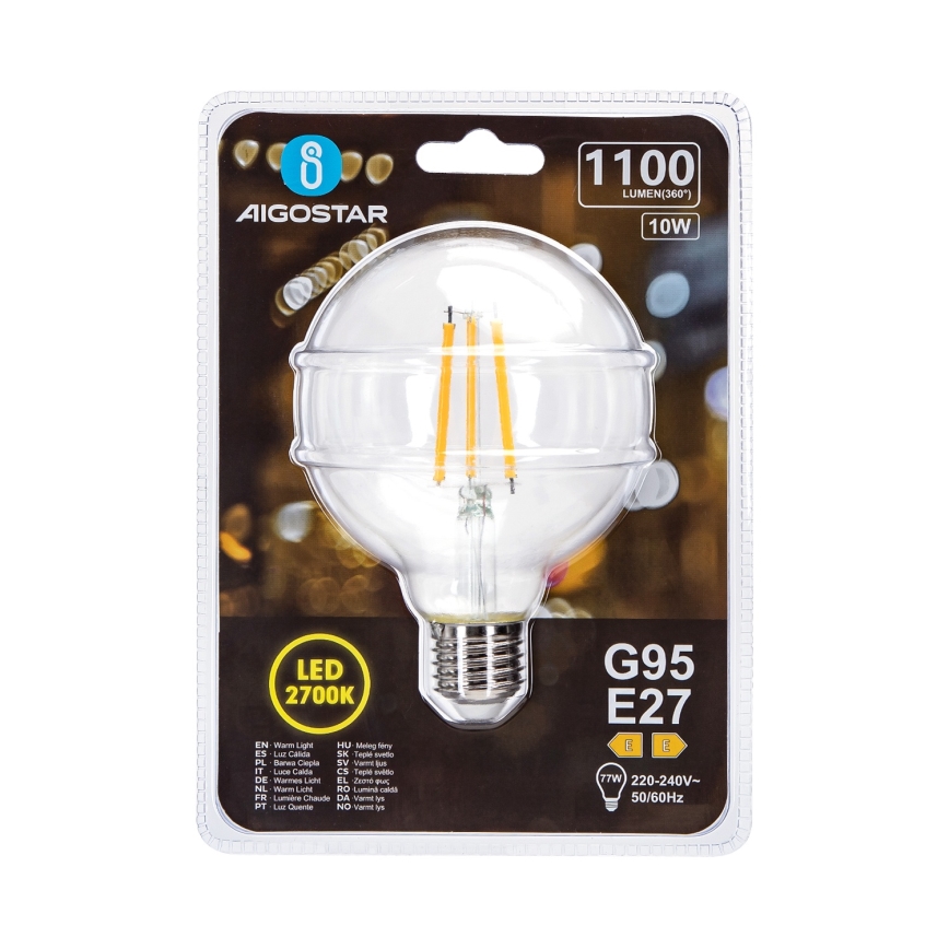 LED Lamp G95 E27/10W/230V 2700K - Aigostar