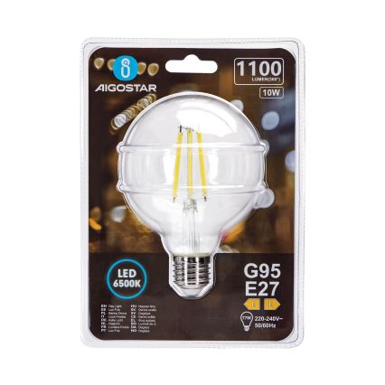 LED Lamp G95 E27/10W/230V 6500K - Aigostar