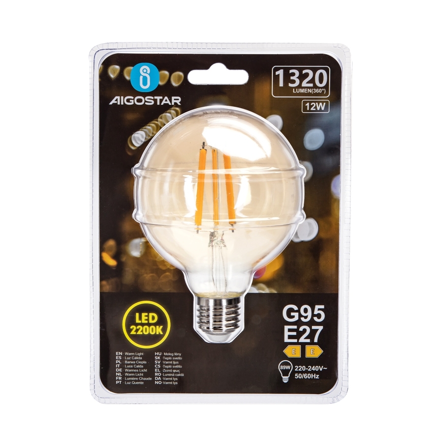 LED Lamp G95 E27/12W/230V 2200K - Aigostar