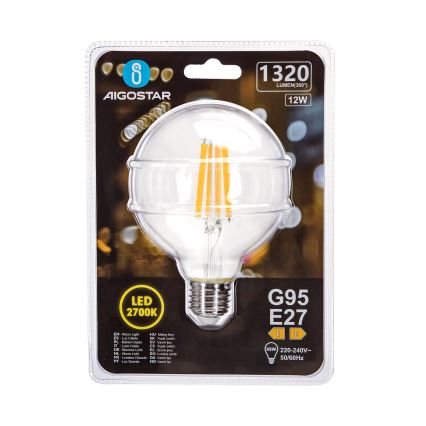 LED Lamp G95 E27/12W/230V 2700K - Aigostar