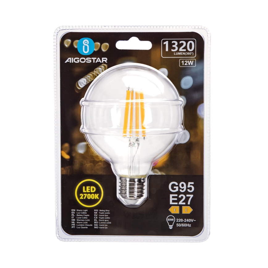 LED Lamp G95 E27/12W/230V 2700K - Aigostar