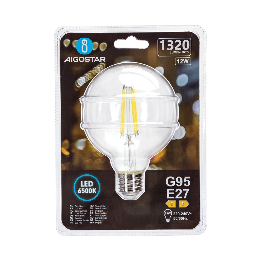 LED Lamp G95 E27/12W/230V 6500K - Aigostar