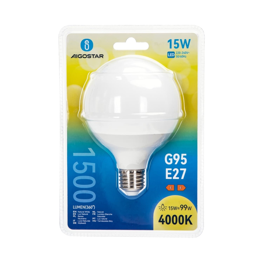 LED-lamp G95 E27/15W/230V 4000K - Aigostar