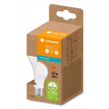 LED Lamp gemaakt van gerecycled plastic A60 E27/8,5W/230V 4000K - Ledvance